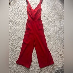 Tahari Vibrant Red cropped Jumpsuit